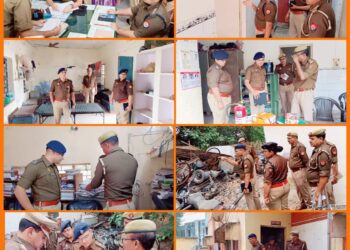 श्रीमान पुलिस अधीक्षक महोदय द्वारा थाना हापुड़ नगर का आकस्मिक निरीक्षण किया ।